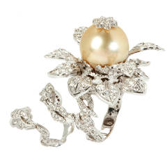 Stambolian Pearl Diamond Gold Tremble Ring