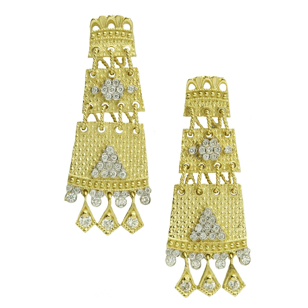 Stambolian Karizma Diamond Gold Earrings For Sale at 1stdibs