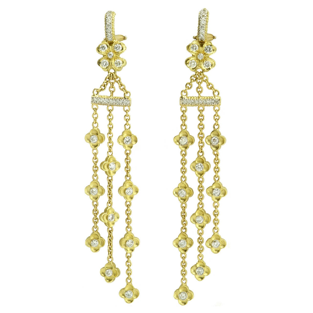 Diamond Gold Chandelier Earrings at 1stdibs