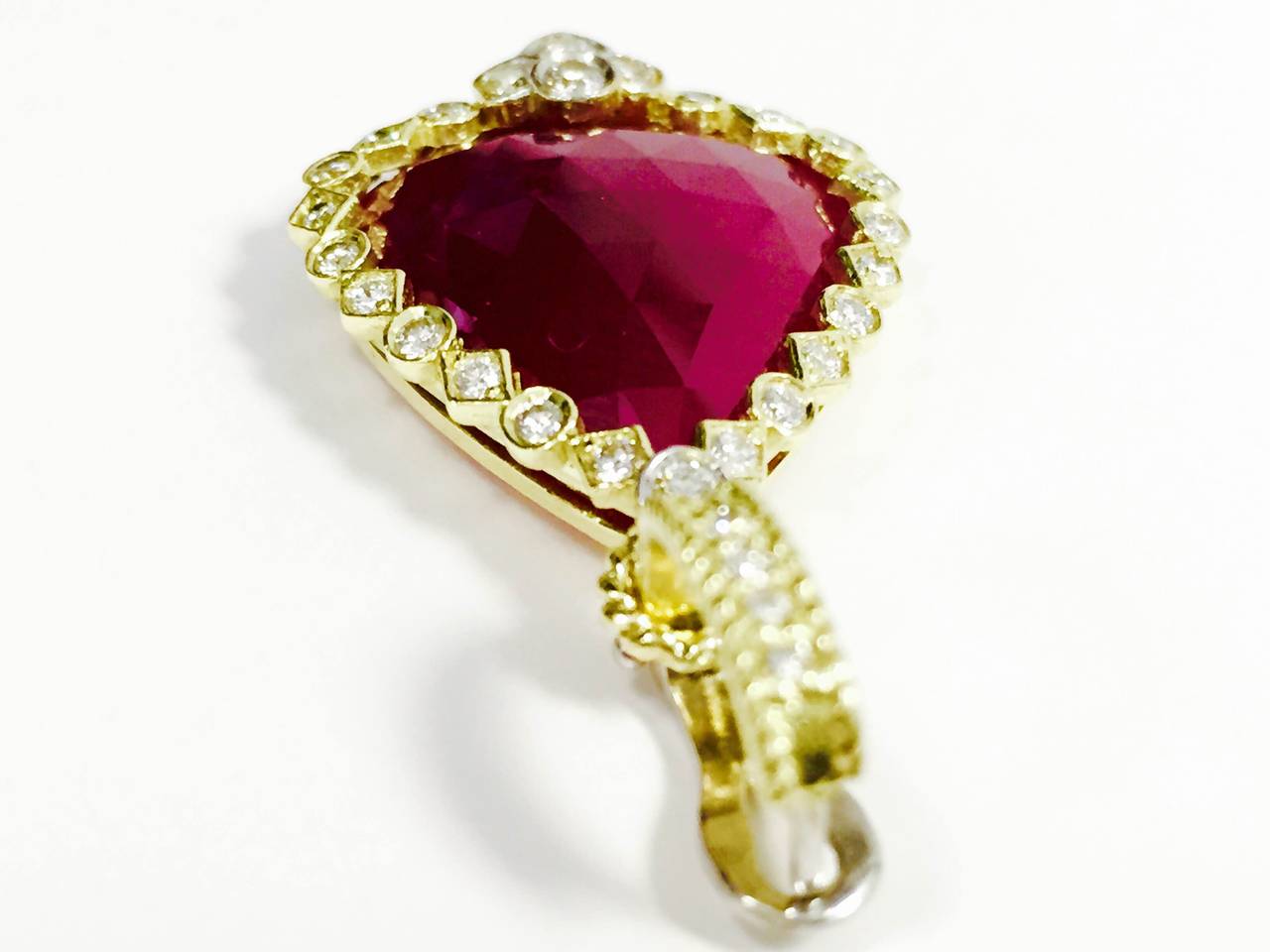 Modern Ruby Diamond Gold Drop Earrings