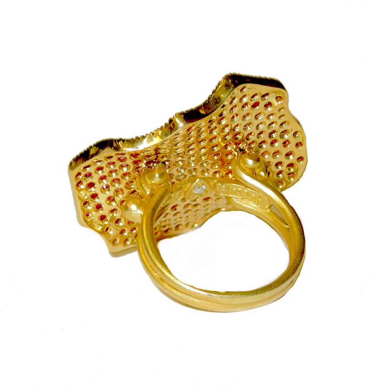 Modern Stambolian Pave Pink Shaded Sapphire Diamond Gold Ring