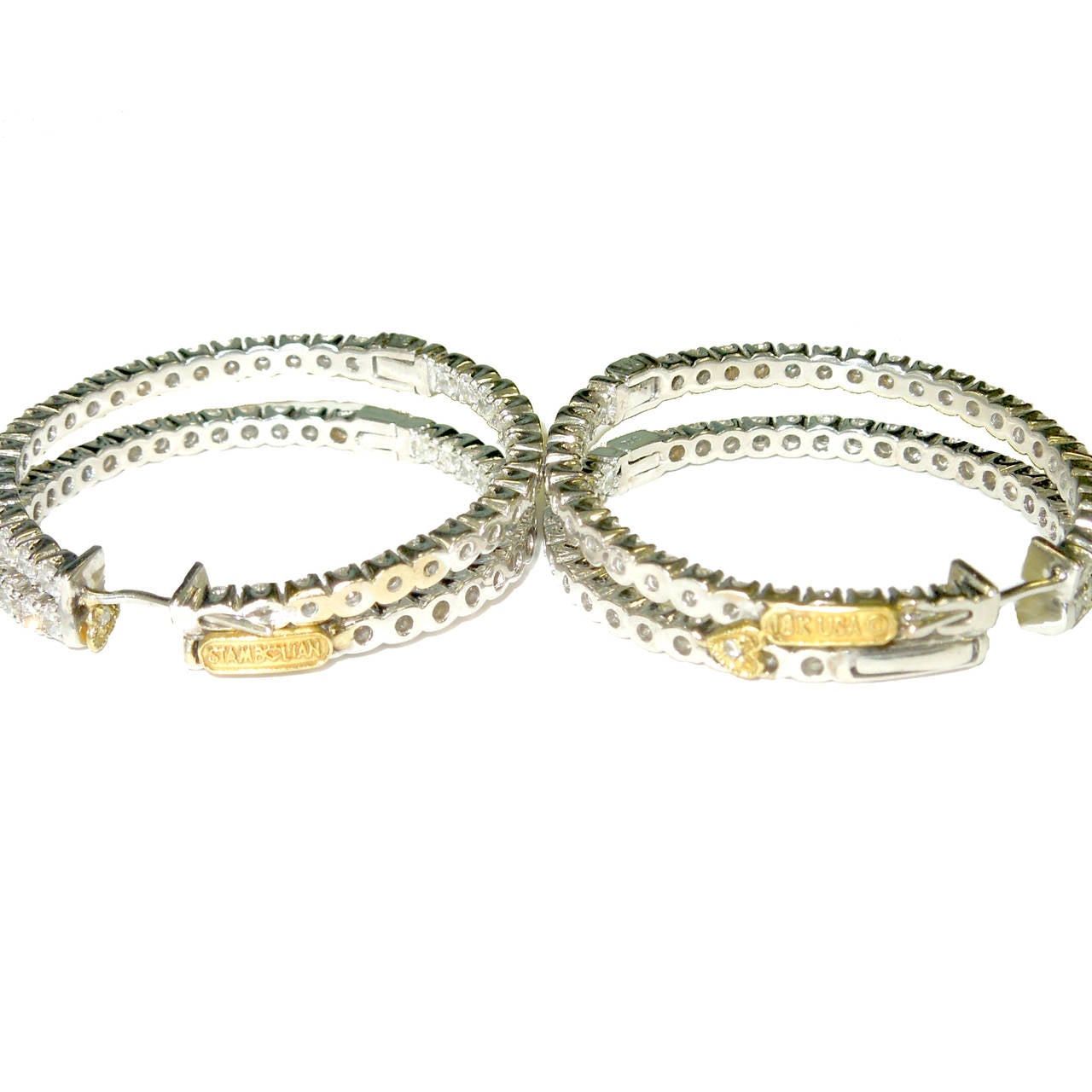 Women's Diamond Gold Double Hoop Earrings
