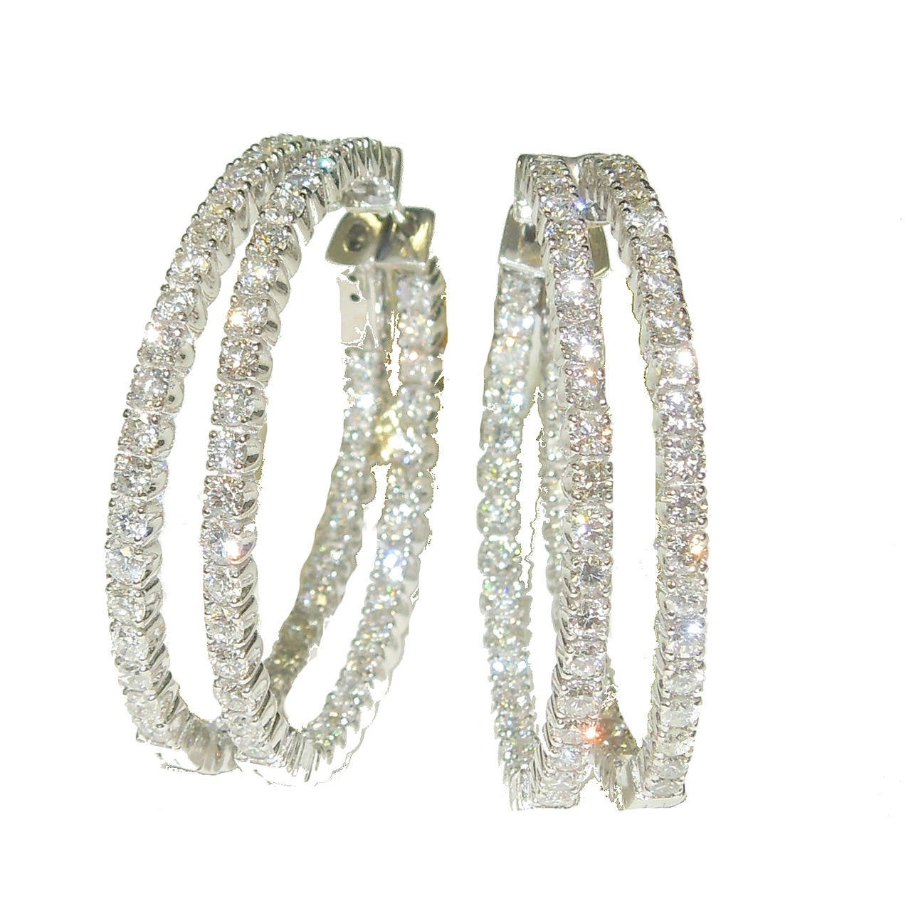 Diamond Gold Double Hoop Earrings