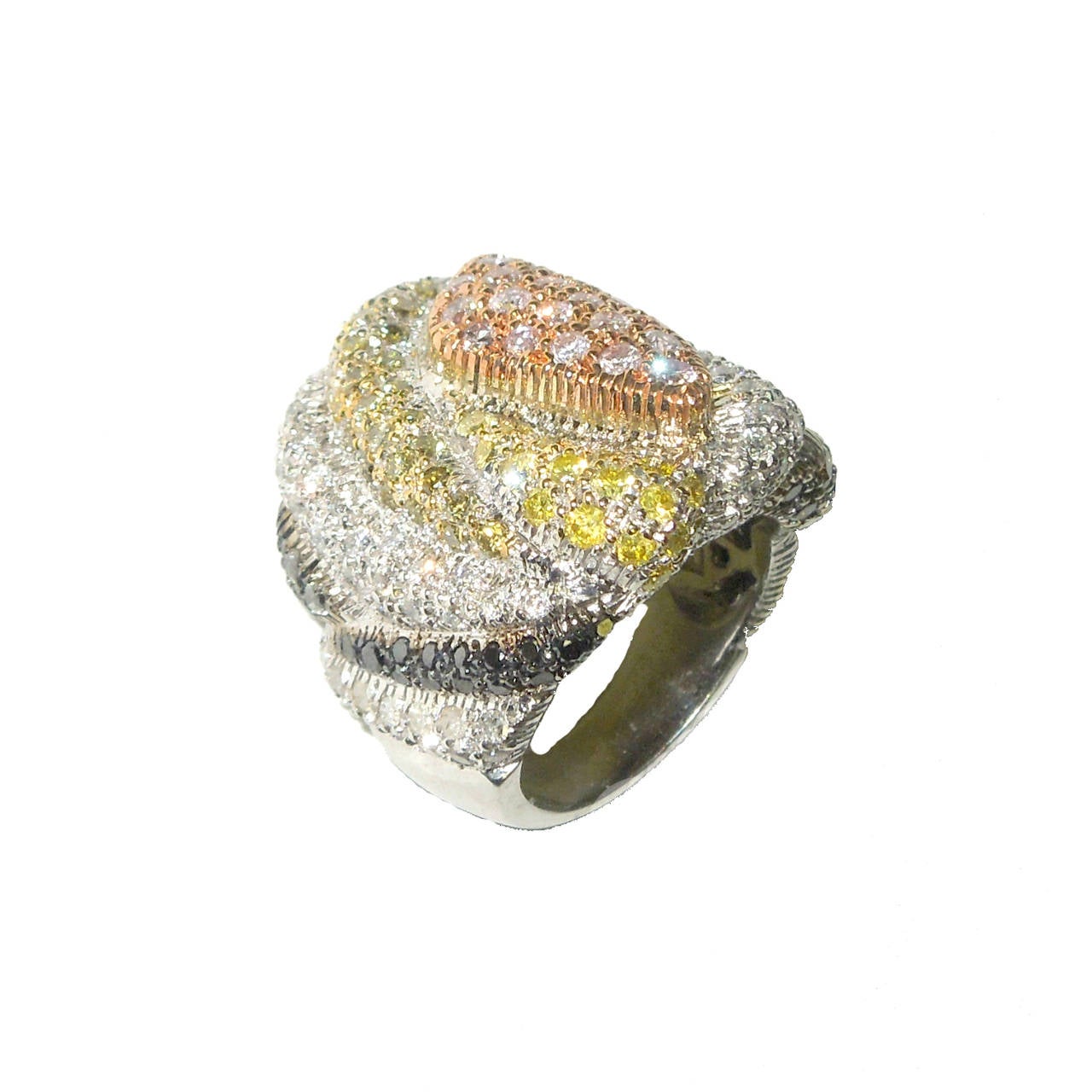 Stambolian Multicolor Diamond Gold Ring In New Condition In Boca Raton, FL