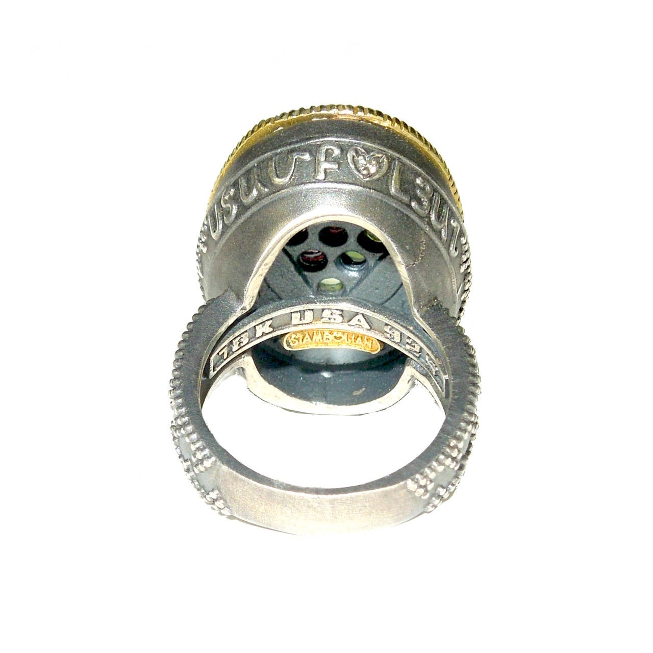 Women's Stambolian Tourmaline Diamond Silver Gold Ring