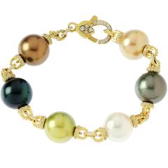 Stambolian South Sea Pearl Diamond Gold Bracelet