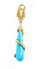 Stambolian Sleeping Beauty Turquoise Diamond Gold Drop Earrings