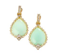Stambolian Mint Chrysoprase Diamond Gold Drop Earrings 9