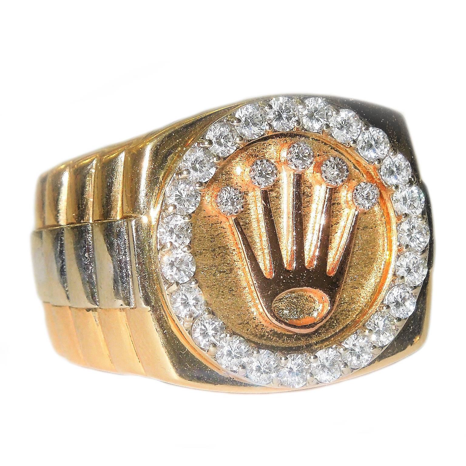 Diamond Gold Large Crown Ring