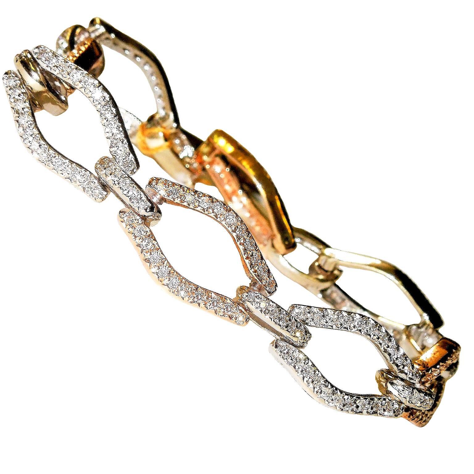 Two Color Diamond Gold Bracelet