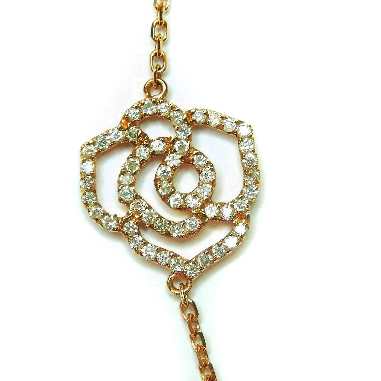 Diamond Pink Gold Pendant Necklace In New Condition In Boca Raton, FL