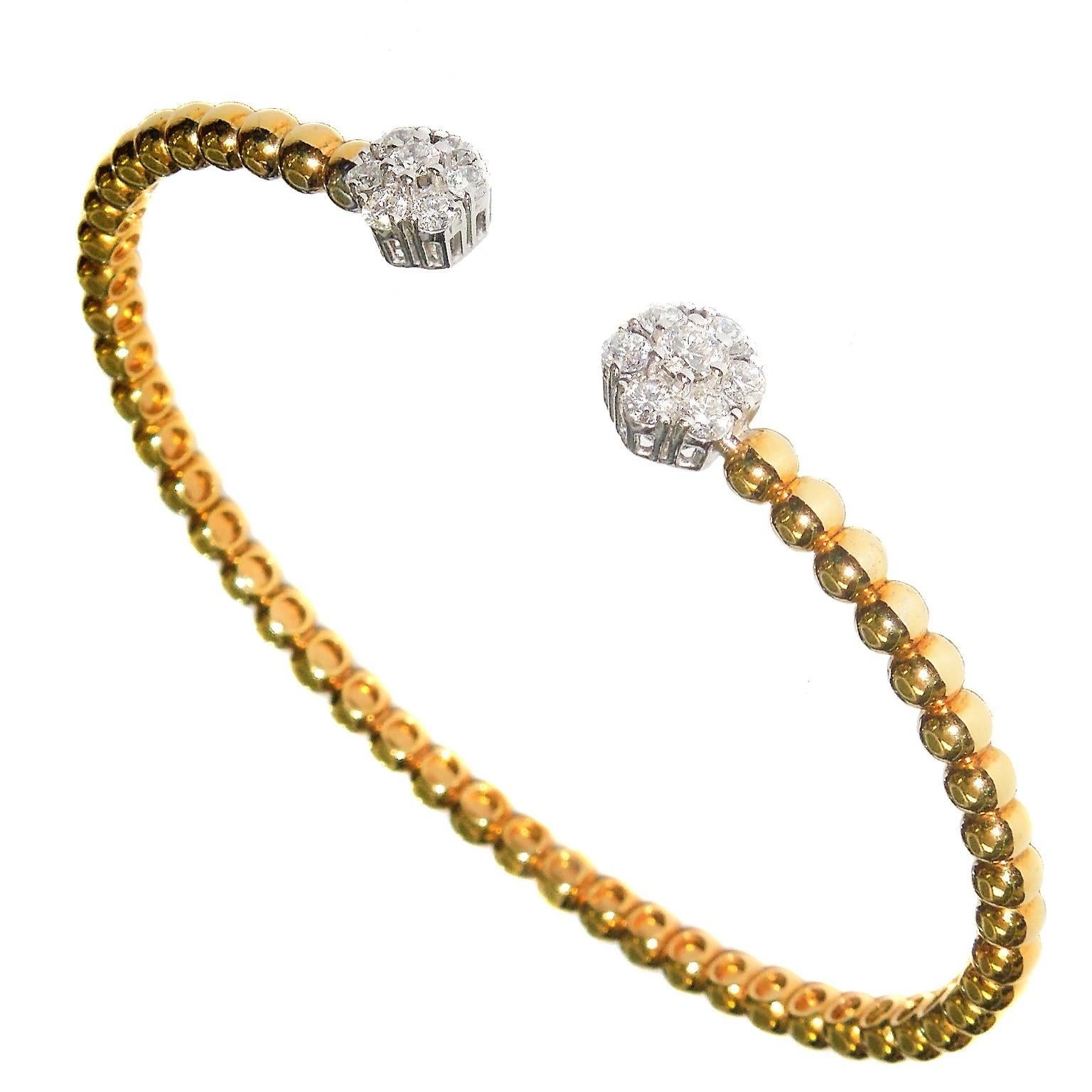 Diamond Cluster Gold Flexible Bracelet