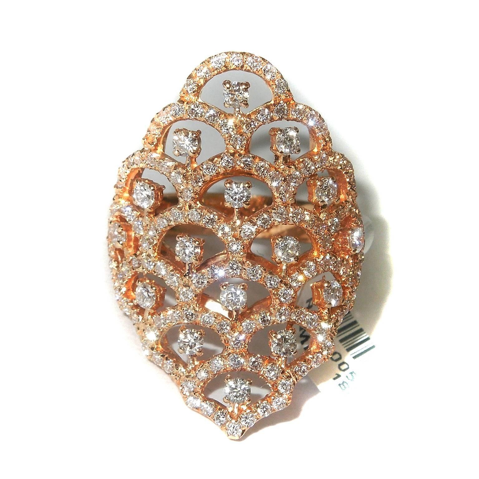 Diamond Pink Gold Ring In New Condition In Boca Raton, FL