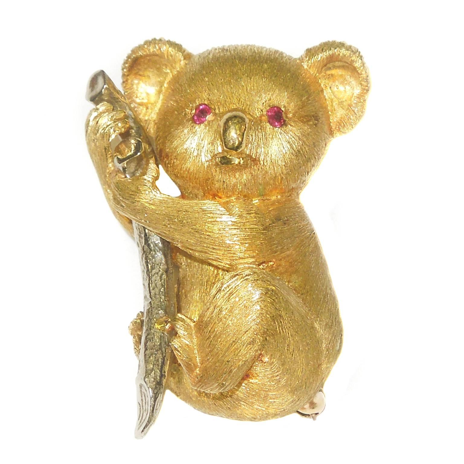 Gold Teddy Bear Brooch
