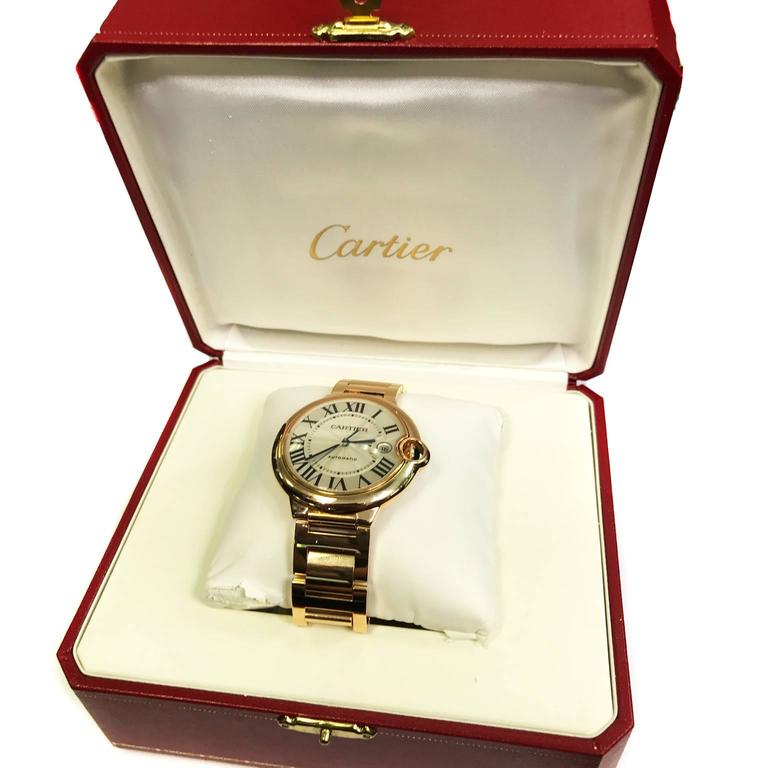 Cartier Rose Gold Ballon Bleu automatic Wristwatch For Sale at 1stdibs