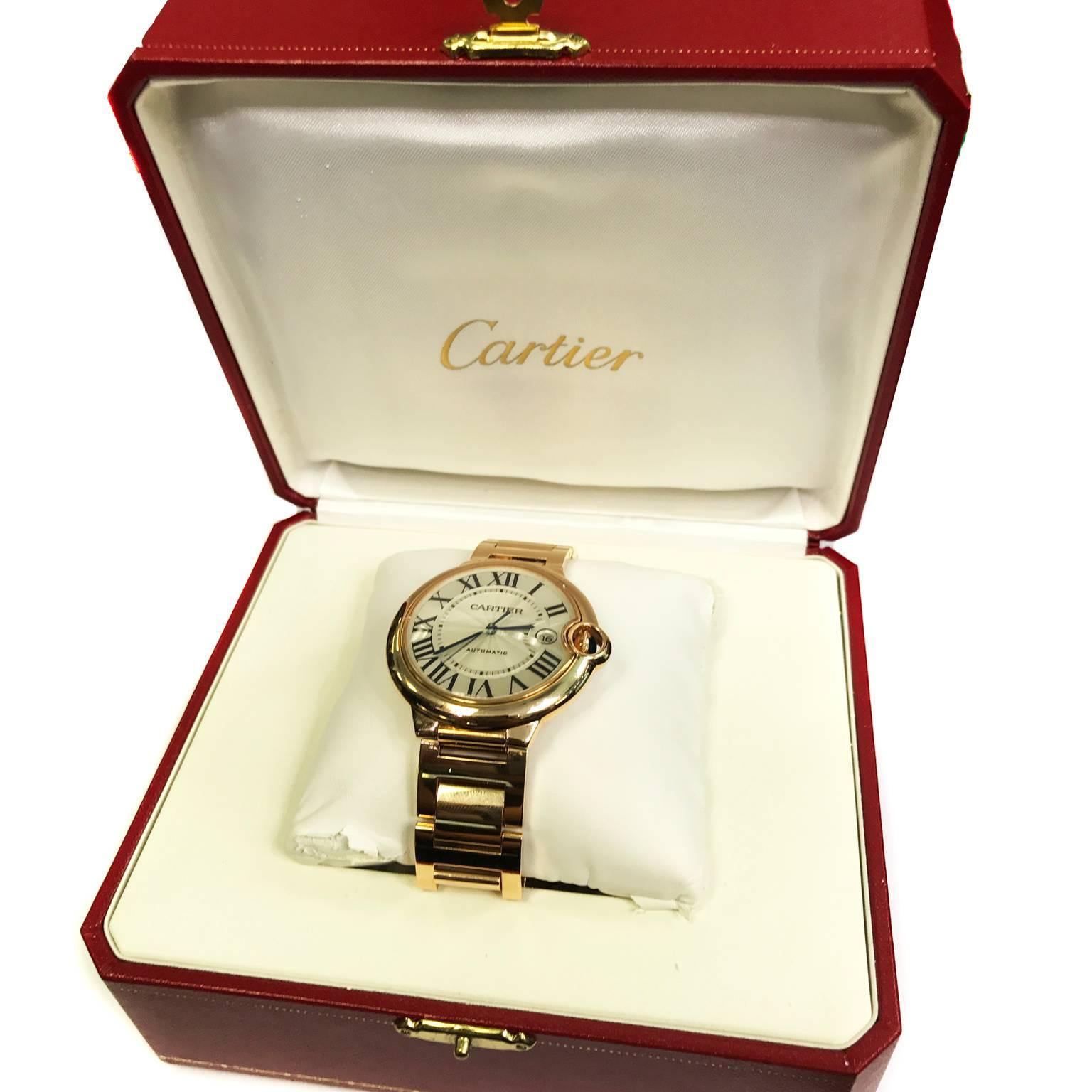 Women's or Men's Cartier Rose Gold Ballon Bleu automatic Wristwatch 