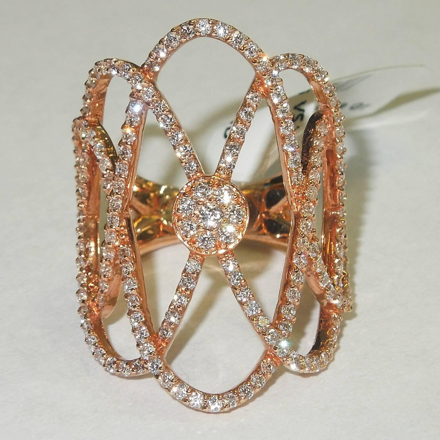 Rose Gold and Diamond Ring In New Condition In Boca Raton, FL