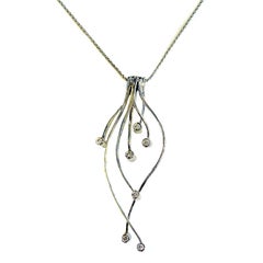 White Gold and Diamond Drop Pendant Necklace