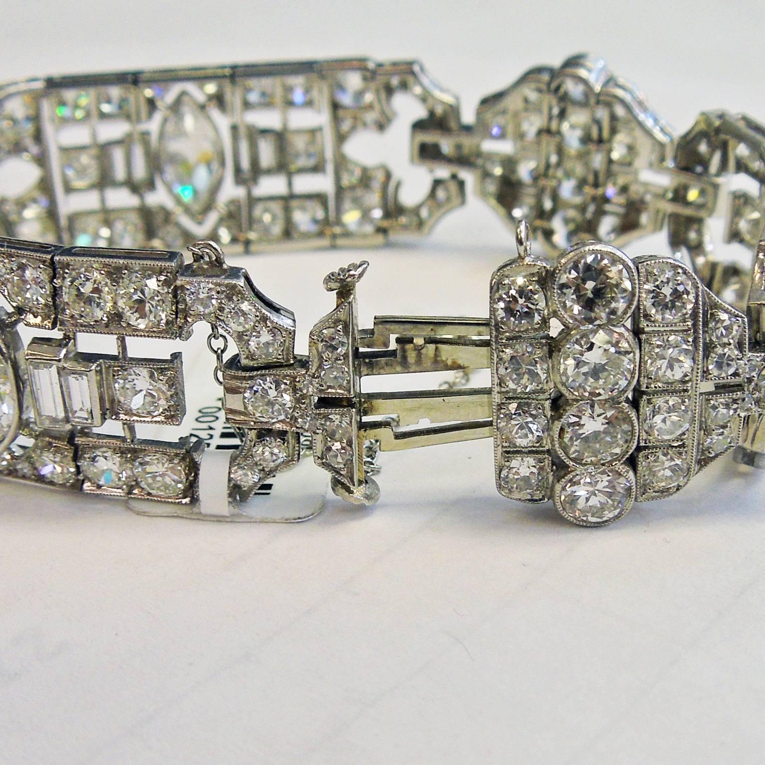 Platinum Art Deco Bracelet with Marquis and Round Diamonds 1
