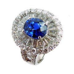 Blue Sapphire Diamond Gold Ring 6