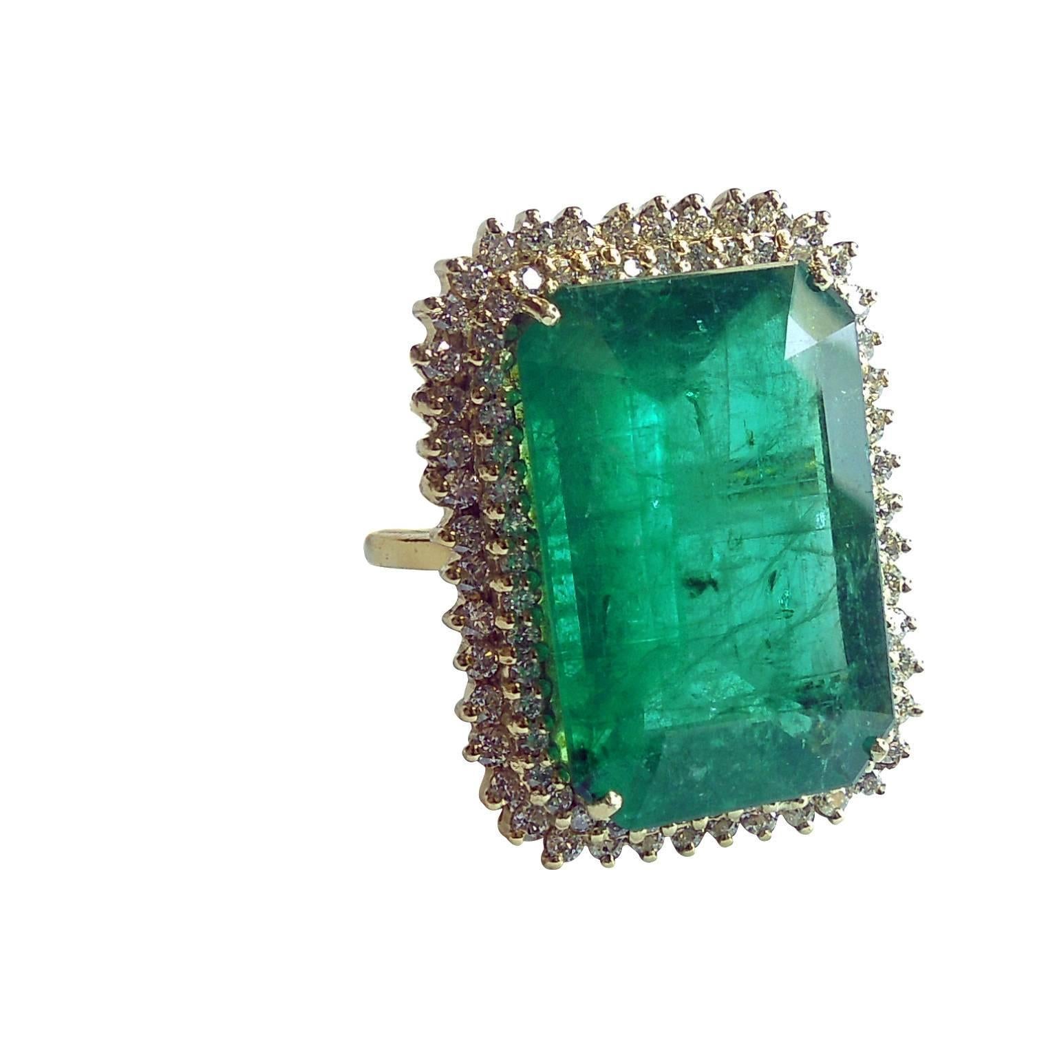 19.03 Carat Emerald and Diamond Ring In New Condition In Boca Raton, FL