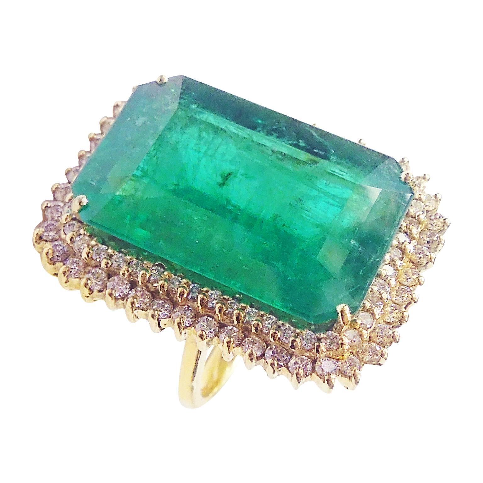 19.03 Carat Emerald and Diamond Ring