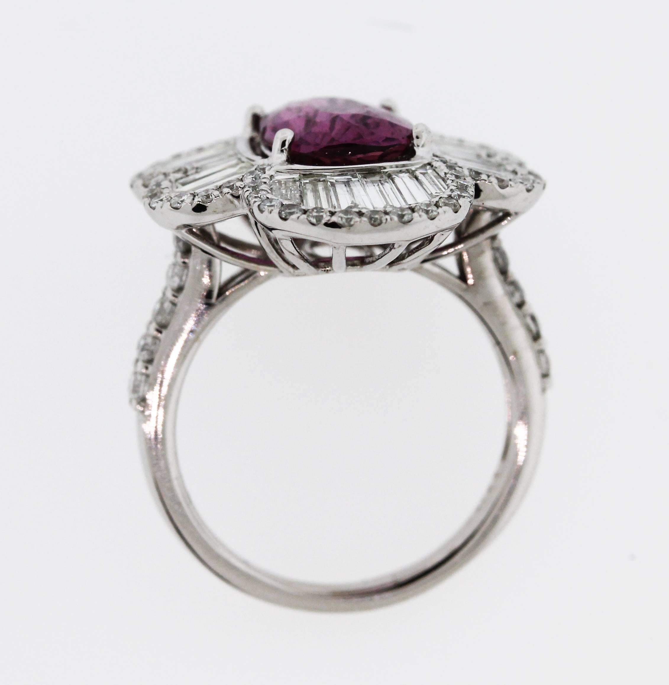 Pink Sapphire Diamond Gold Ring In New Condition In Boca Raton, FL