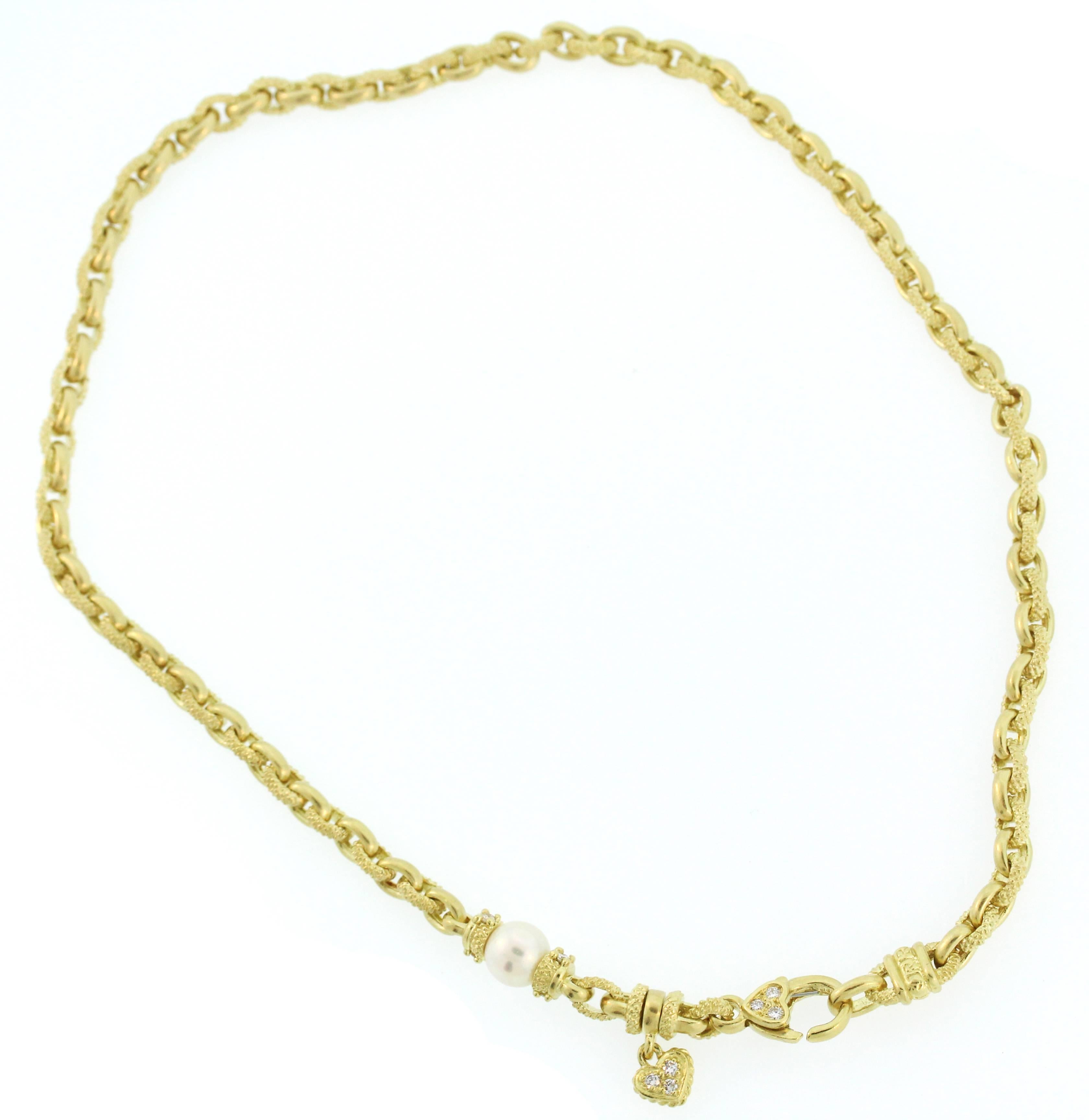 Women's Judith Ripka Chain Necklace with Diamond and Gold Heart Enhancer