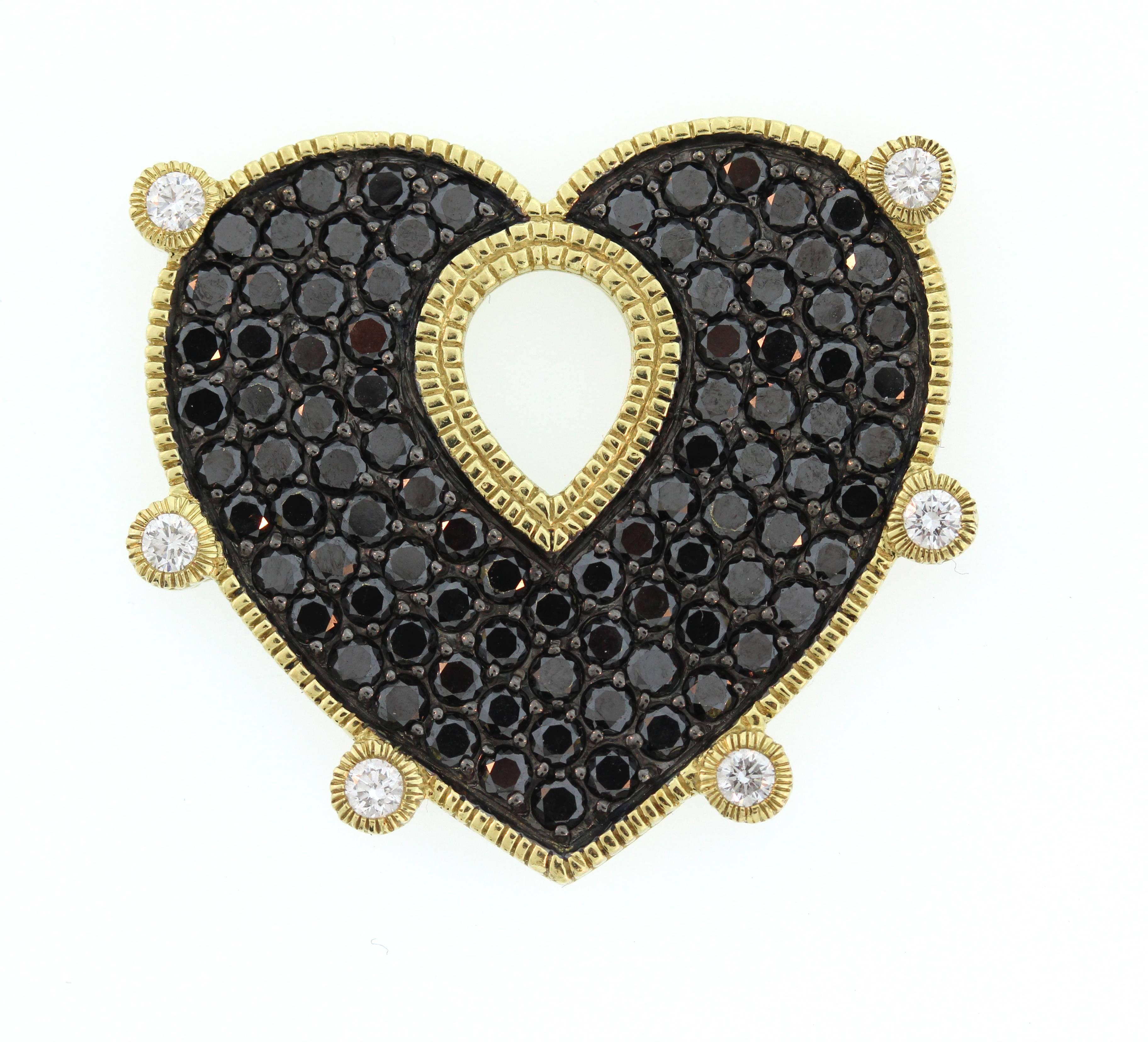 Judith Ripka Two-Piece Black and White Diamond Heart Pendant with Diamond Chain 1