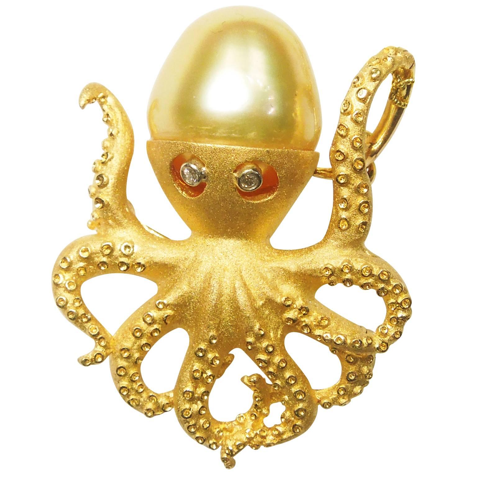 South Sea Pearl Octopus Pendant and Brooch