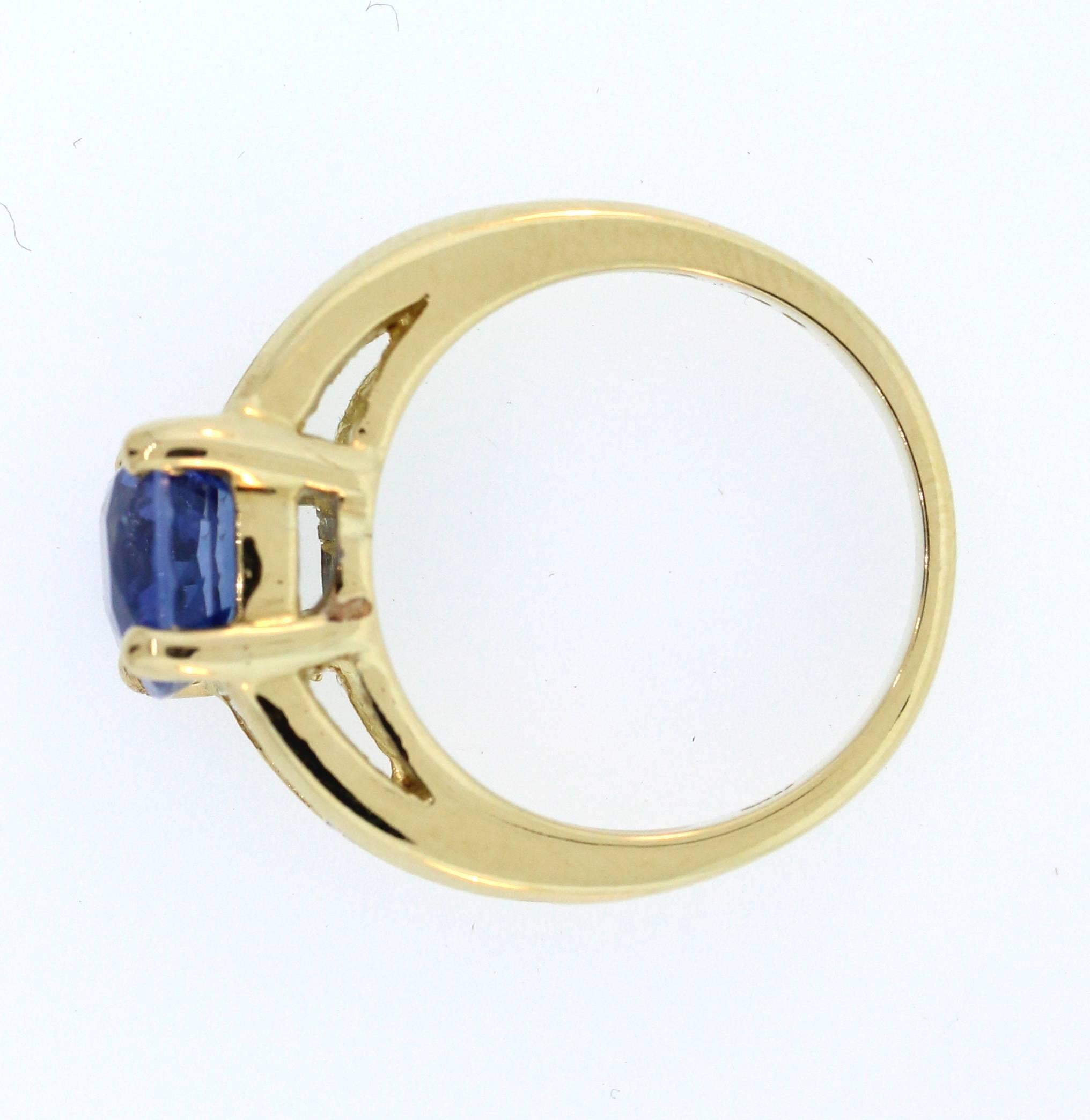 4.36 Carat AGL Certified Ceylon Blue Sapphire Baguette Diamond Ring 1