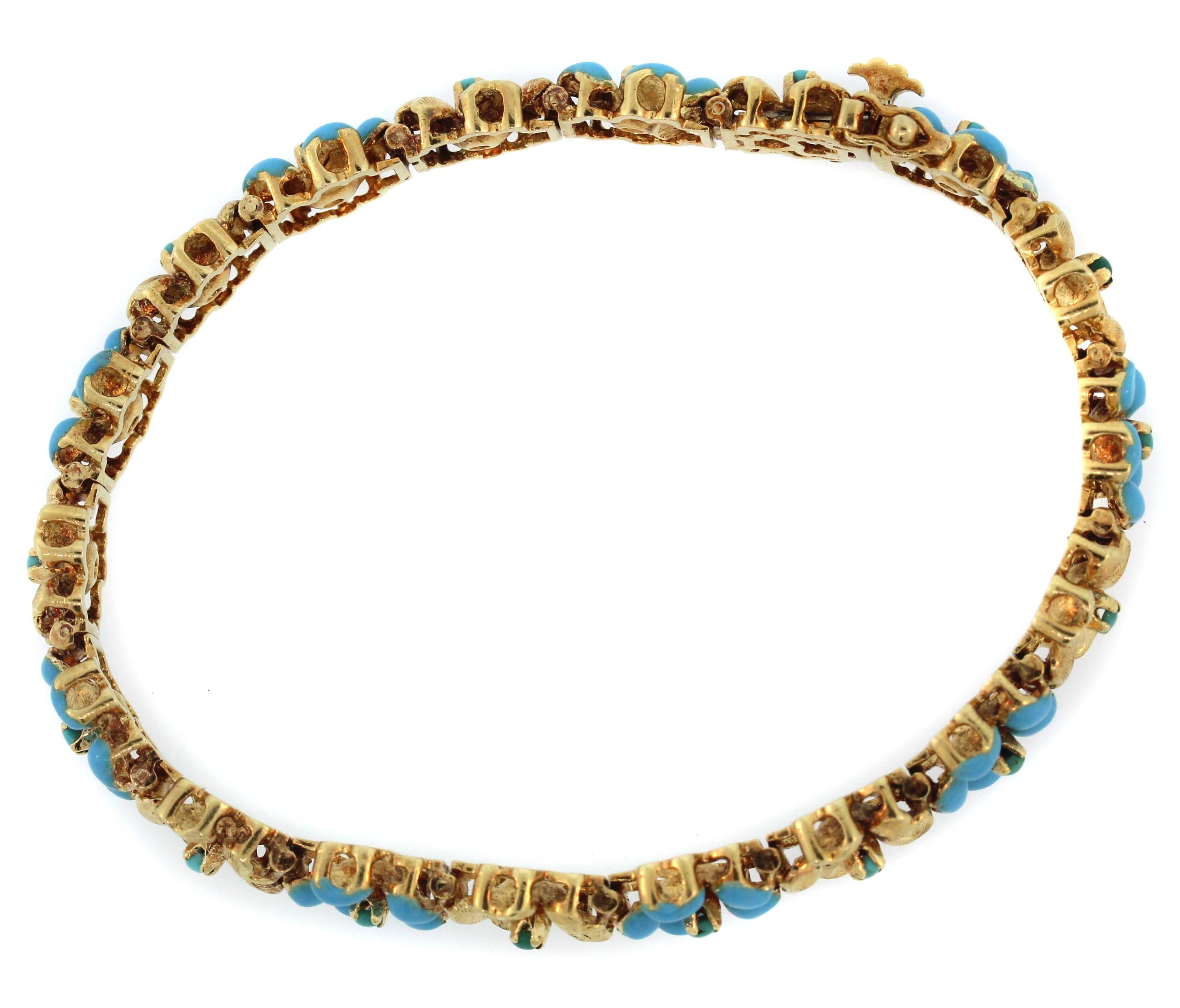 Chimento Gold Turquoise Enamel Bracelet In Excellent Condition In Boca Raton, FL