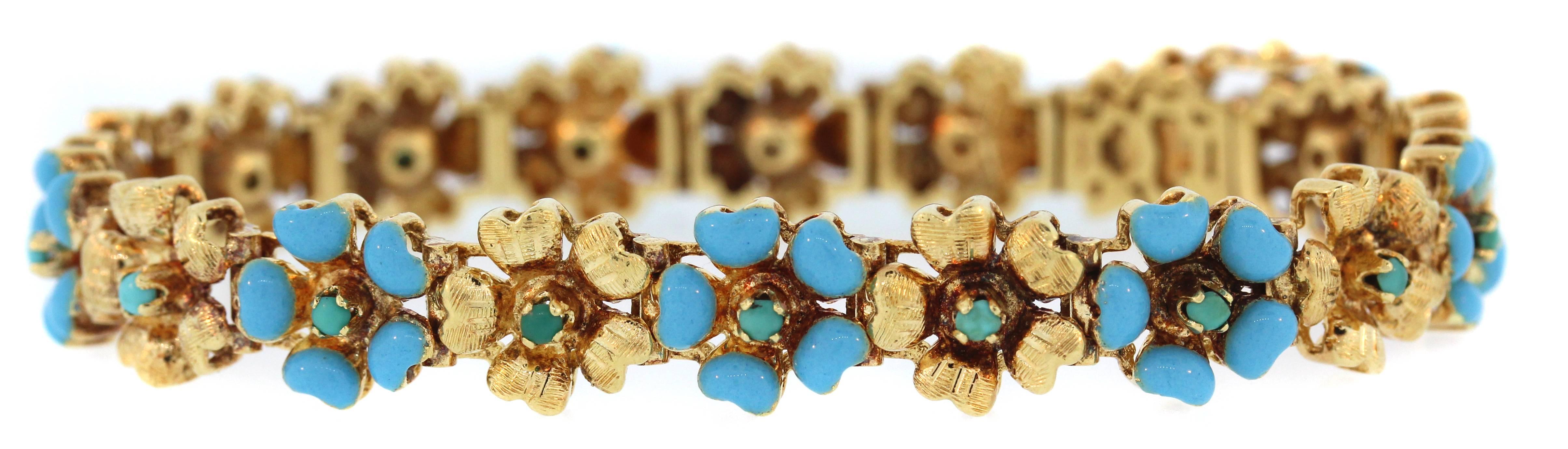 Women's Chimento Gold Turquoise Enamel Bracelet