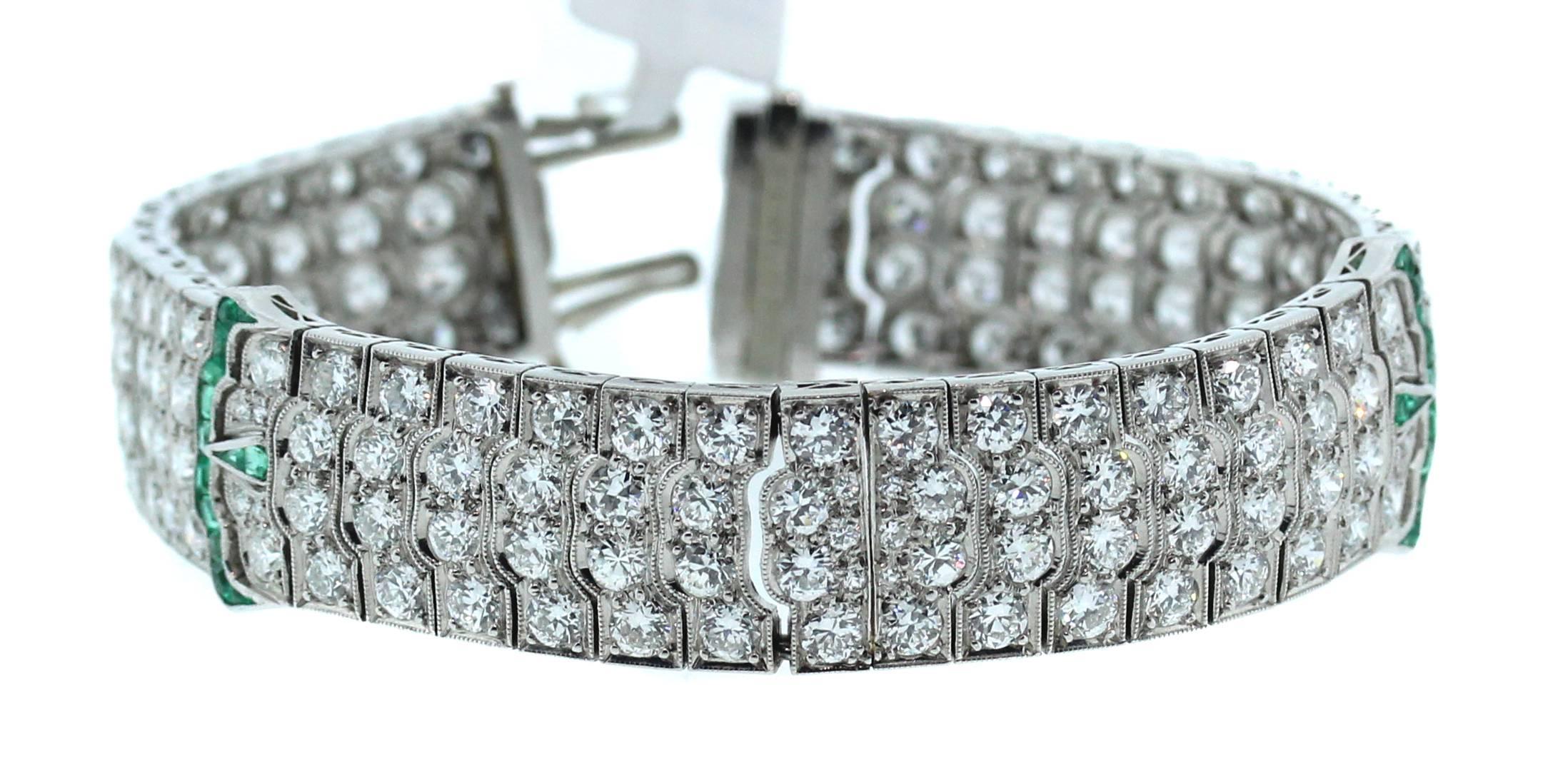 Art Deco Platinum Diamond Bracelet In Excellent Condition In Boca Raton, FL