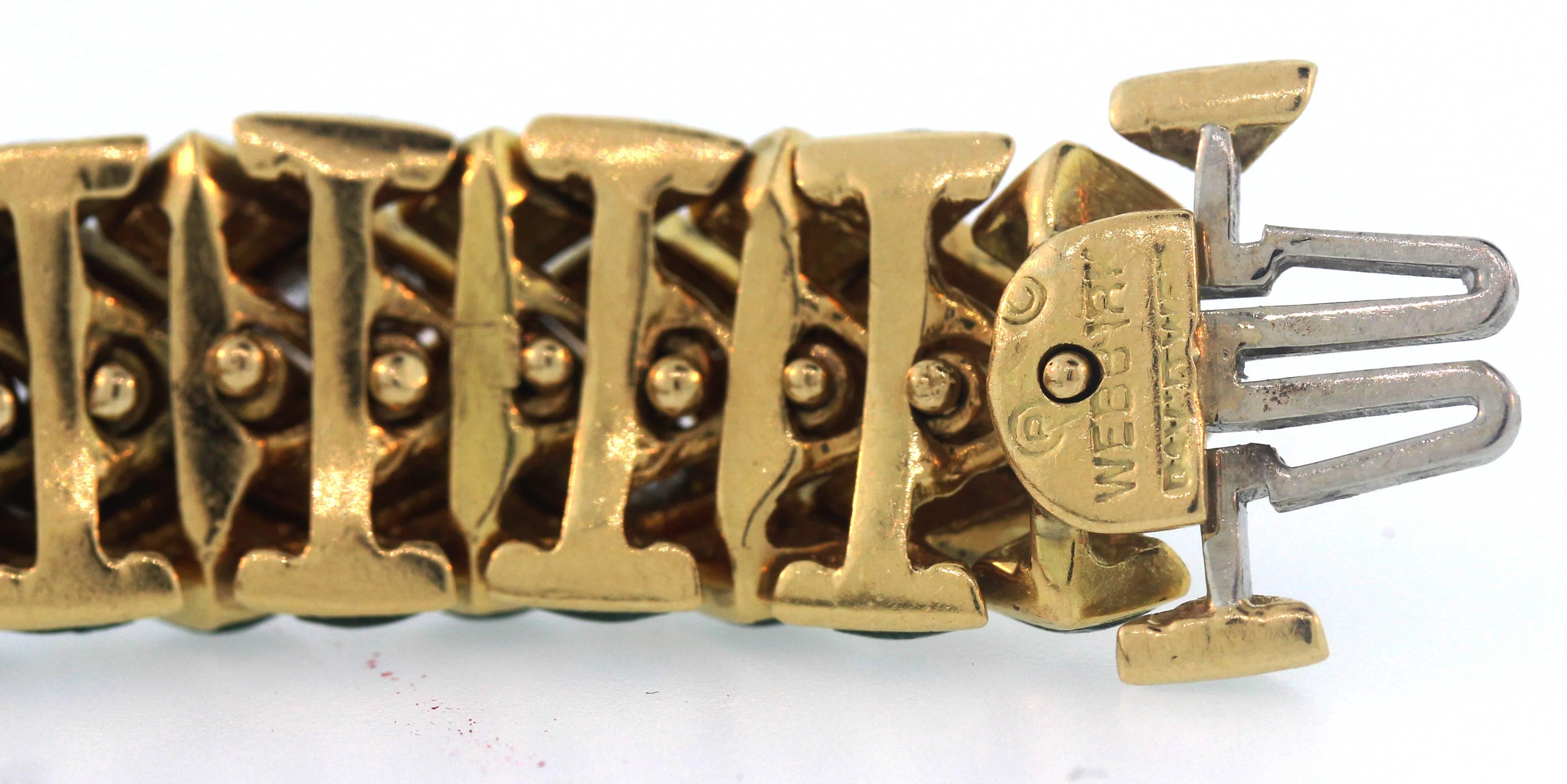 Women's David Webb Green Enamel Diamond Gold Snake Bracelet Set