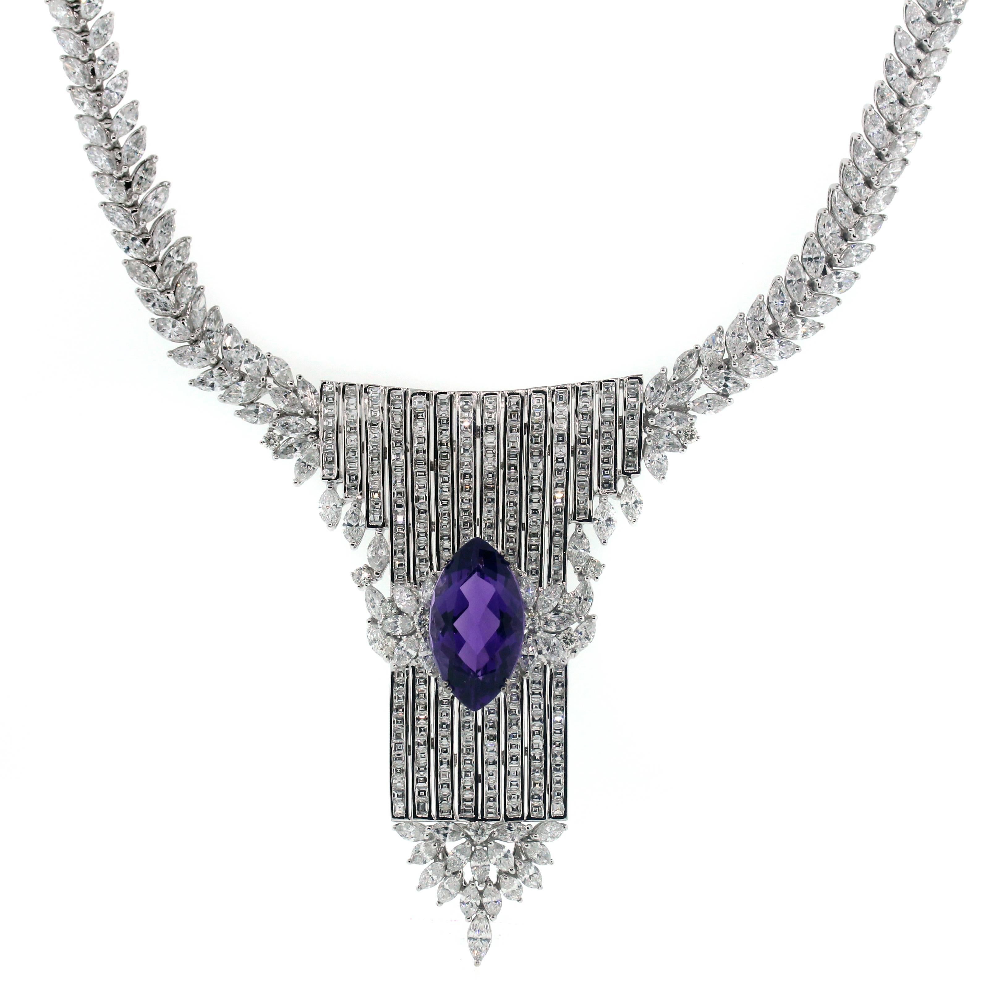 55 Carat Diamond and Amethyst Necklace