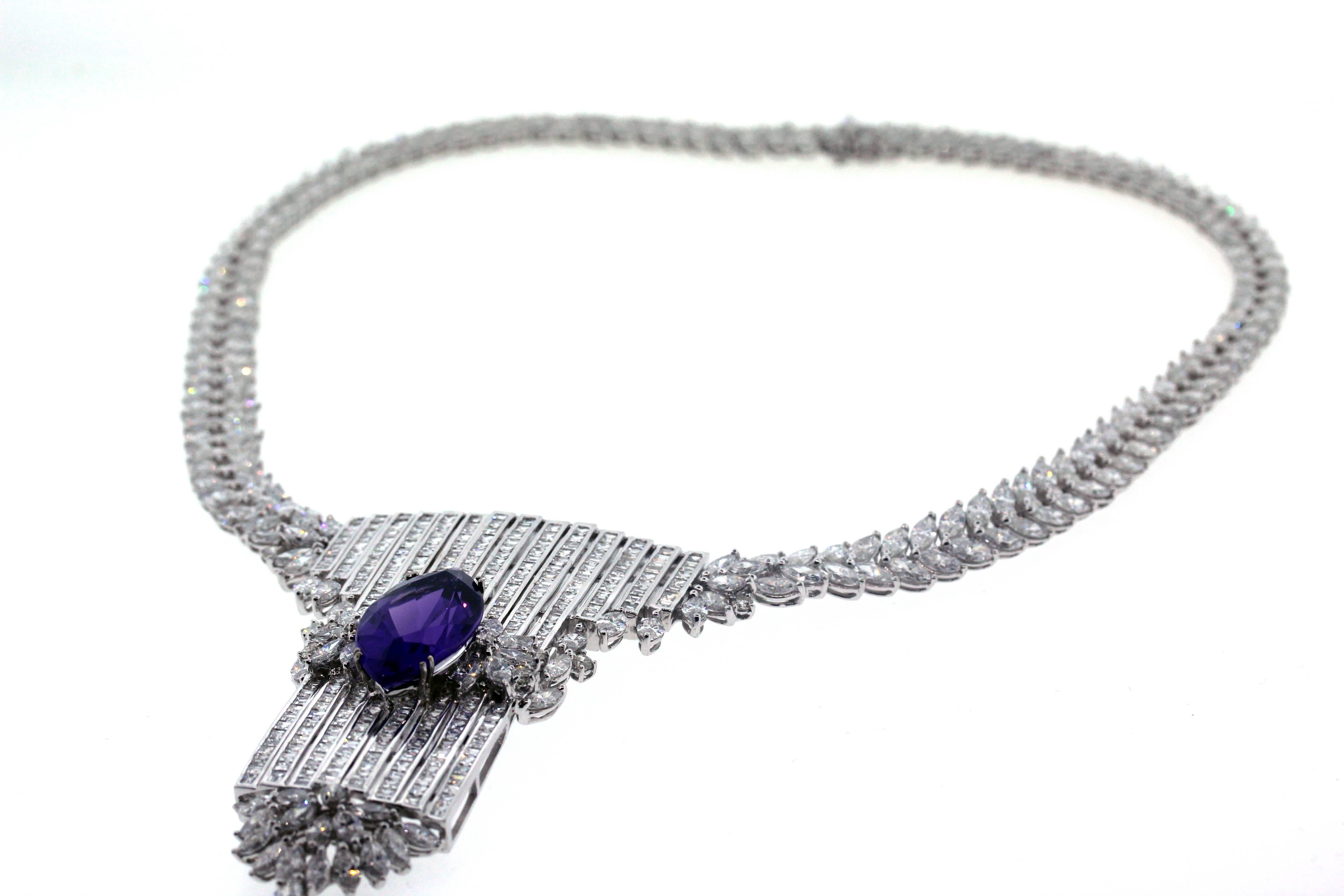 Women's 55 Carat Diamond and Amethyst Necklace