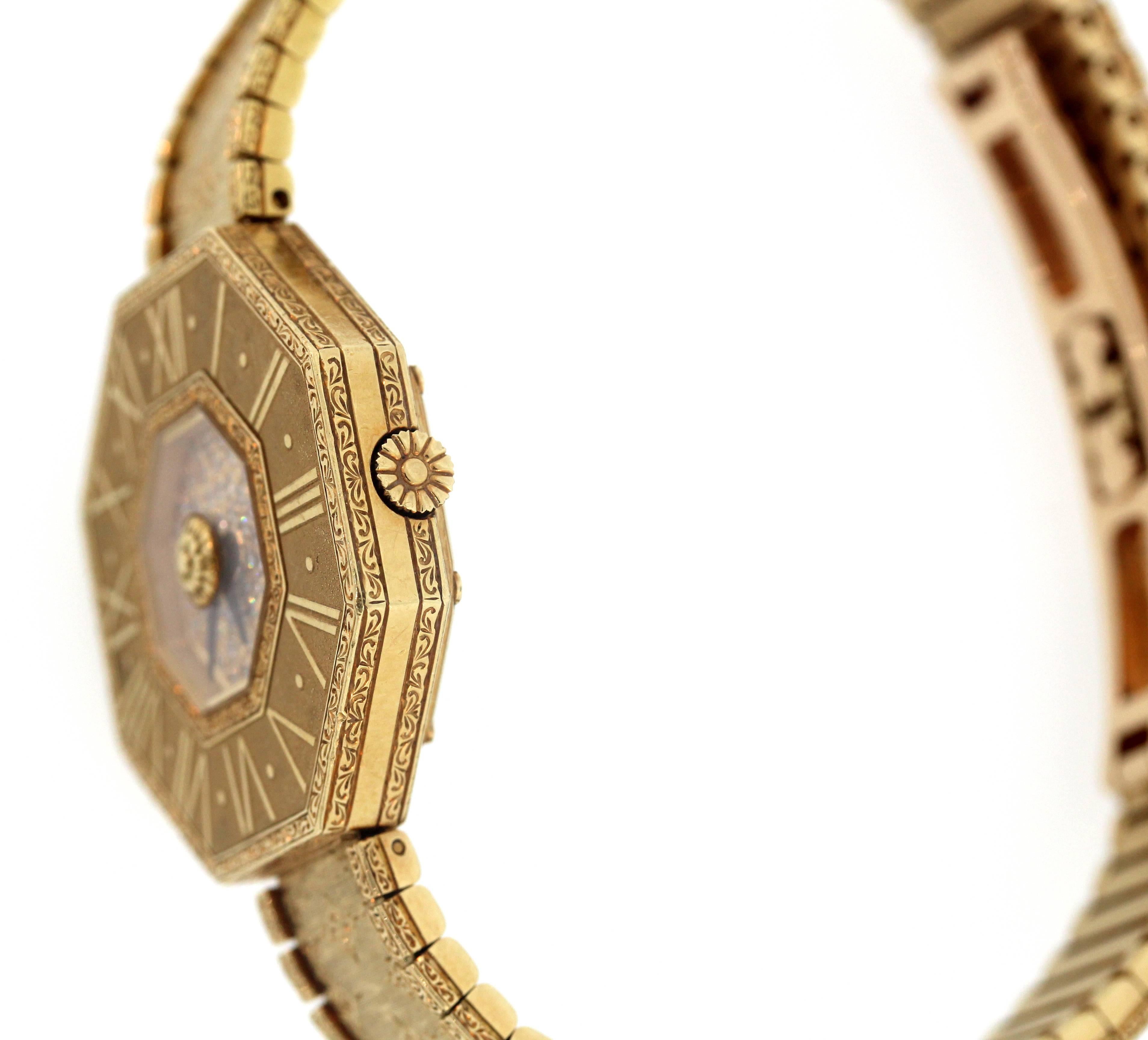Buccellati Ladies Yellow Gold Diamond Oktachron Wristwatch In Excellent Condition In Boca Raton, FL
