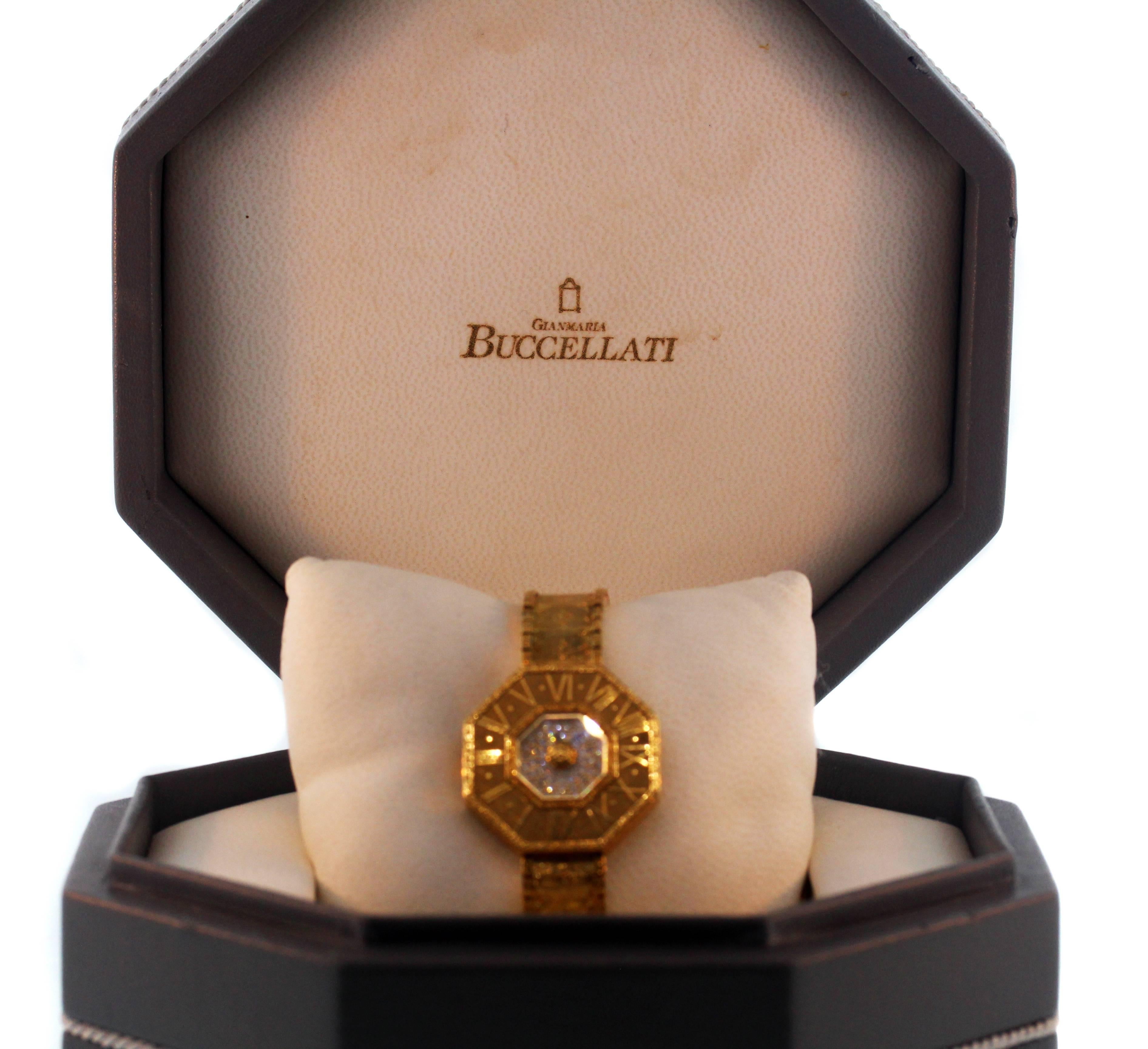 Buccellati Ladies Yellow Gold Diamond Oktachron Wristwatch 2