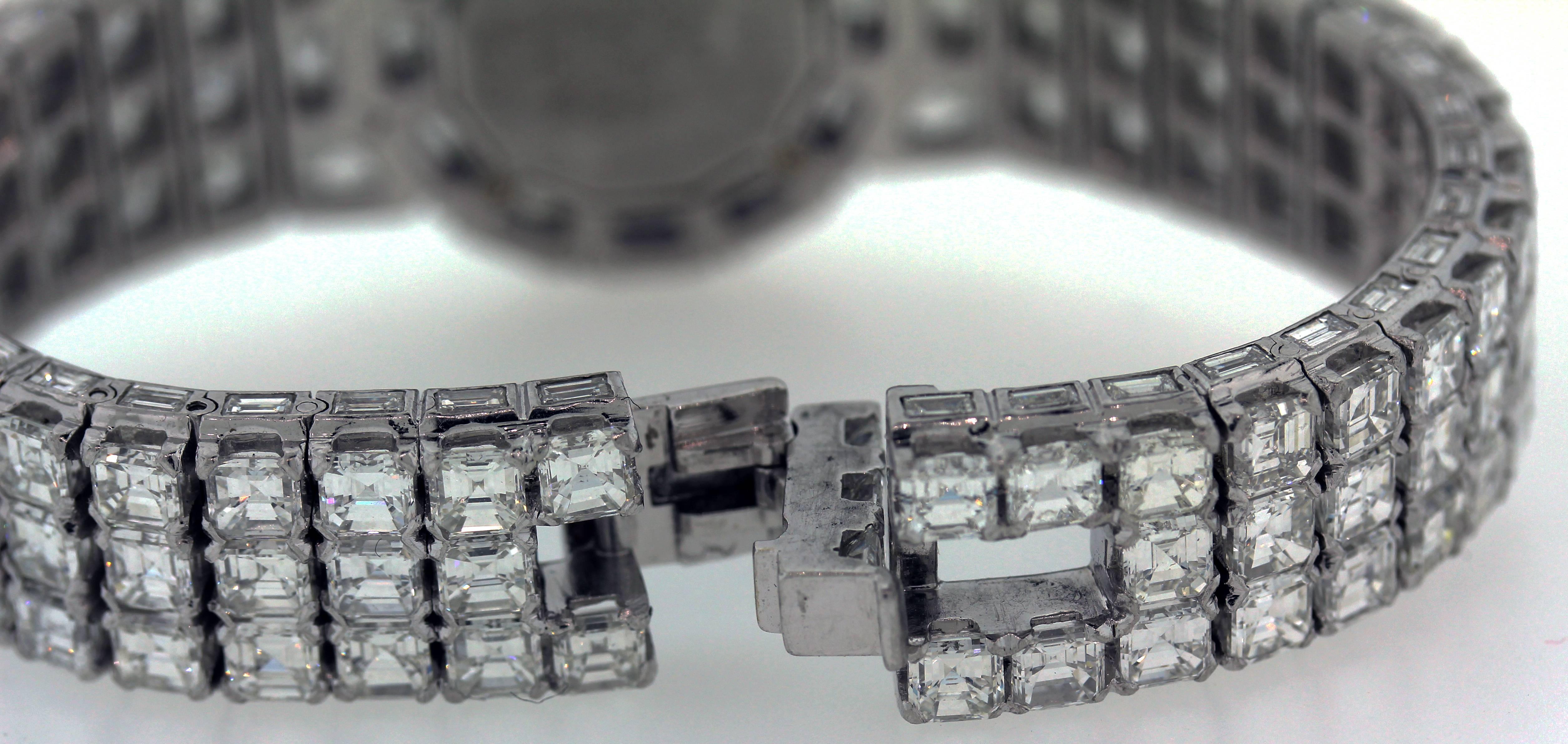 Asscher Cut Piaget Platinum Diamond Limelight Aura mechanical Wristwatch 