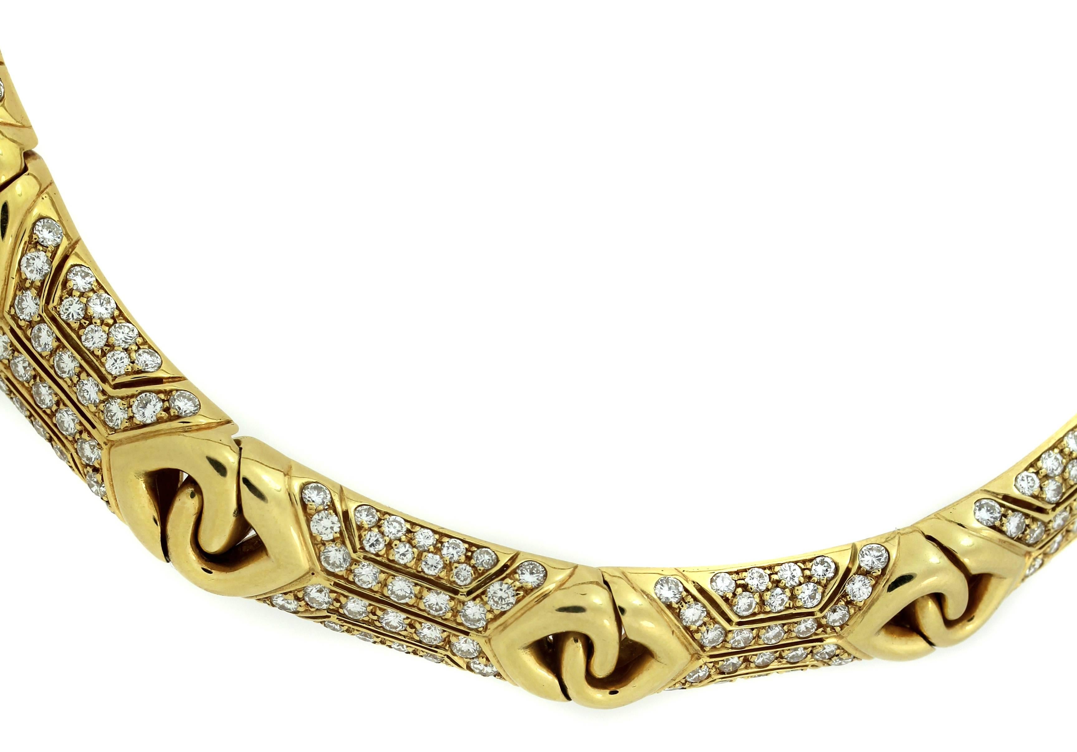 Bulgari Yellow Gold and Diamond Collar Necklace In Excellent Condition In Boca Raton, FL