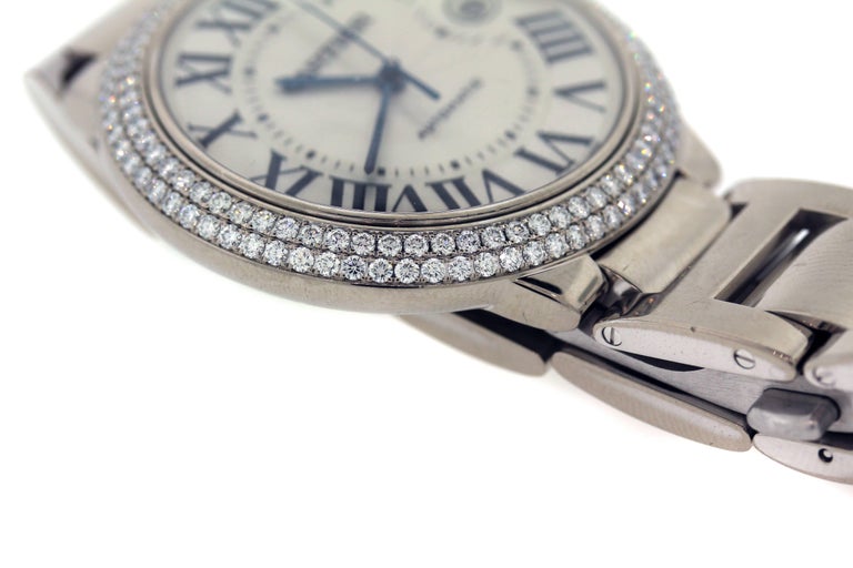 Cartier White Gold Diamond Ballon Bleu Automatic Wristwatch For Sale at ...