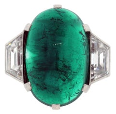 Tiffany & Co. Colombian Emerald Diamond Platinum Ring