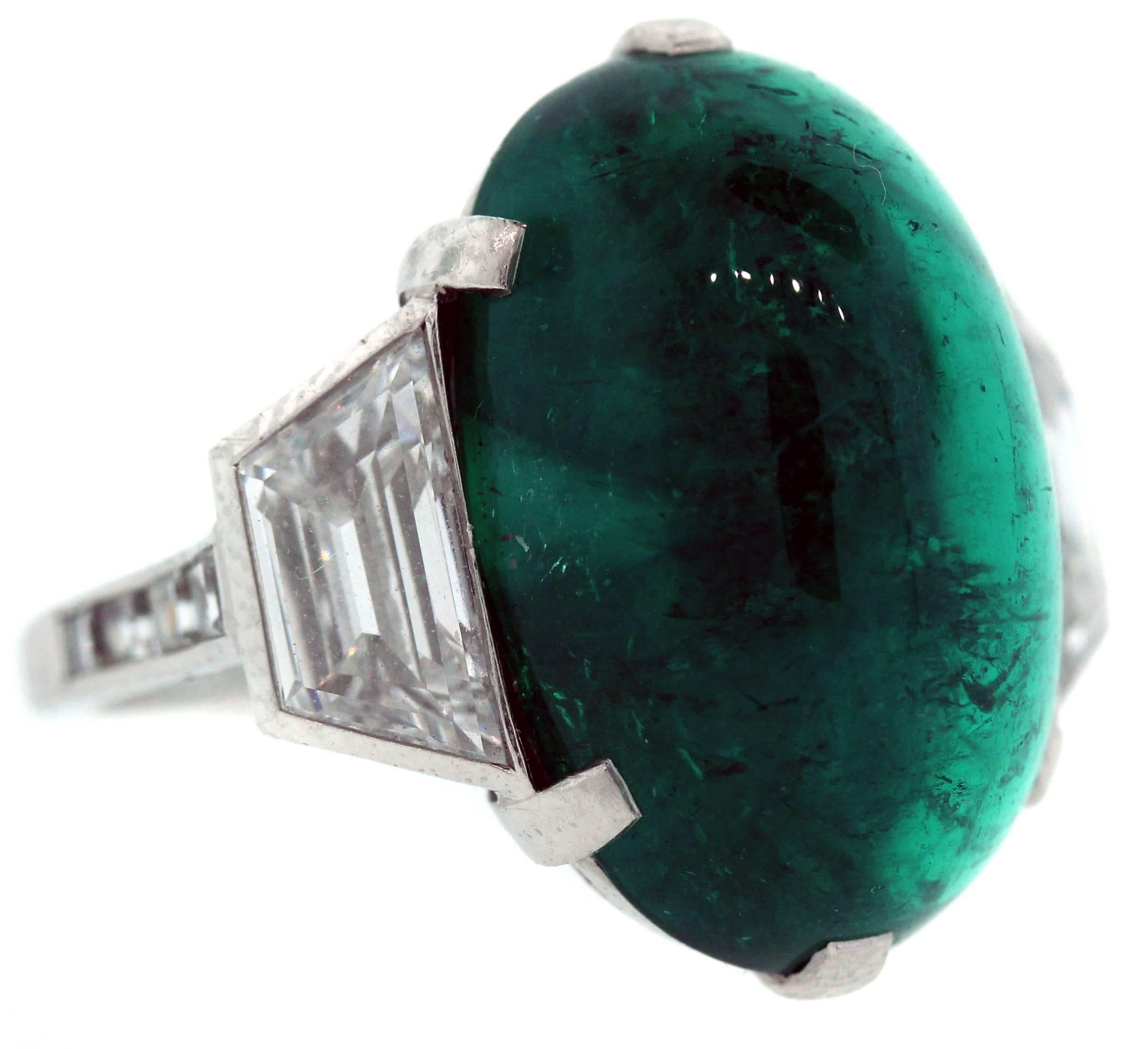 Women's Tiffany & Co. Colombian Emerald Diamond Platinum Ring