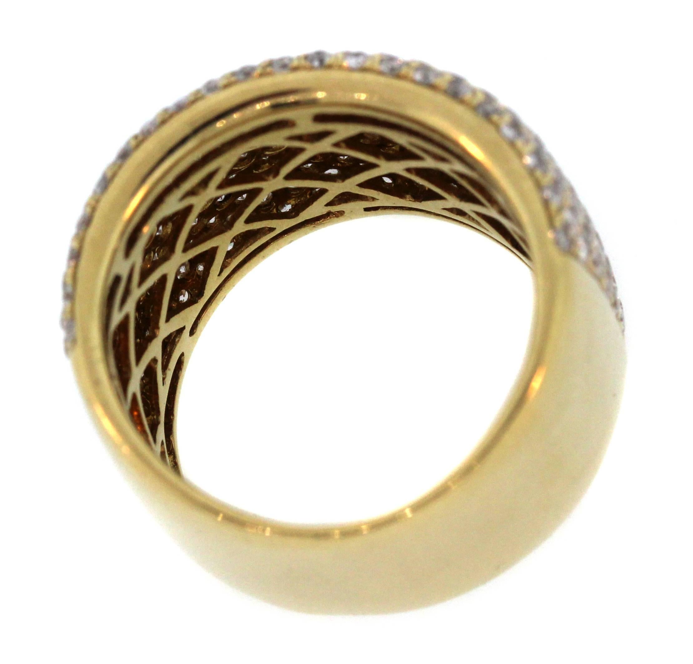 Round Cut Yellow Gold and Diamond Wide Band Ring