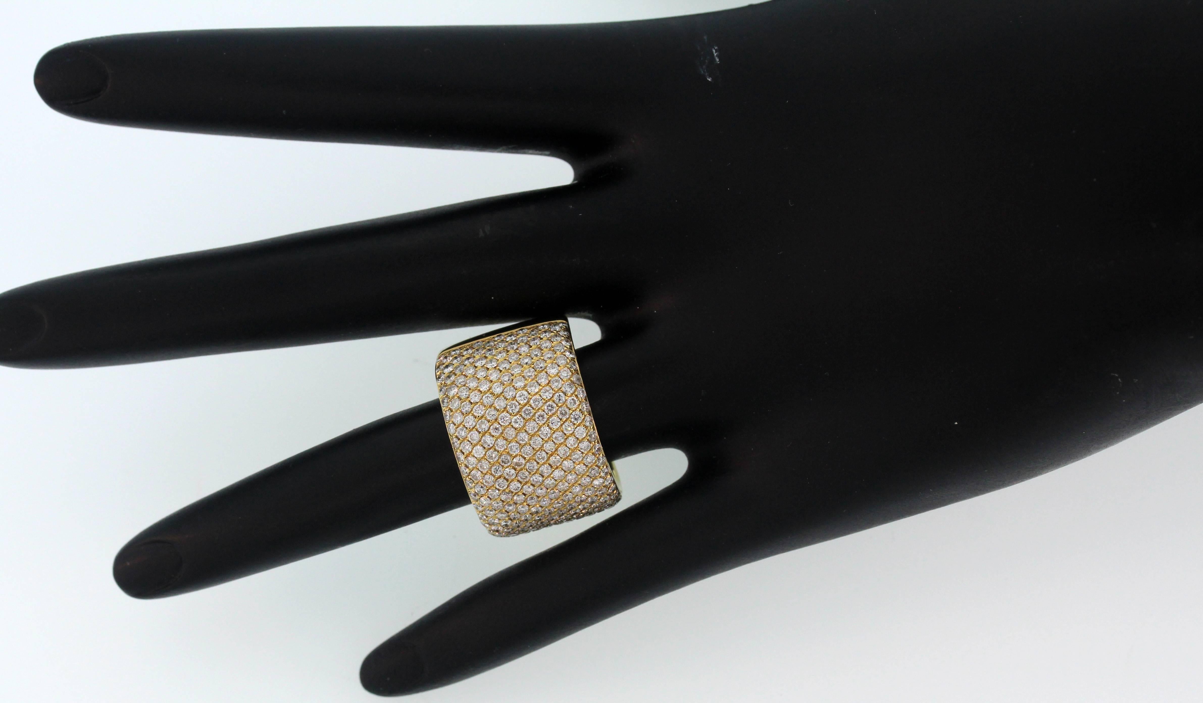 Yellow Gold and Diamond Wide Band Ring In New Condition In Boca Raton, FL