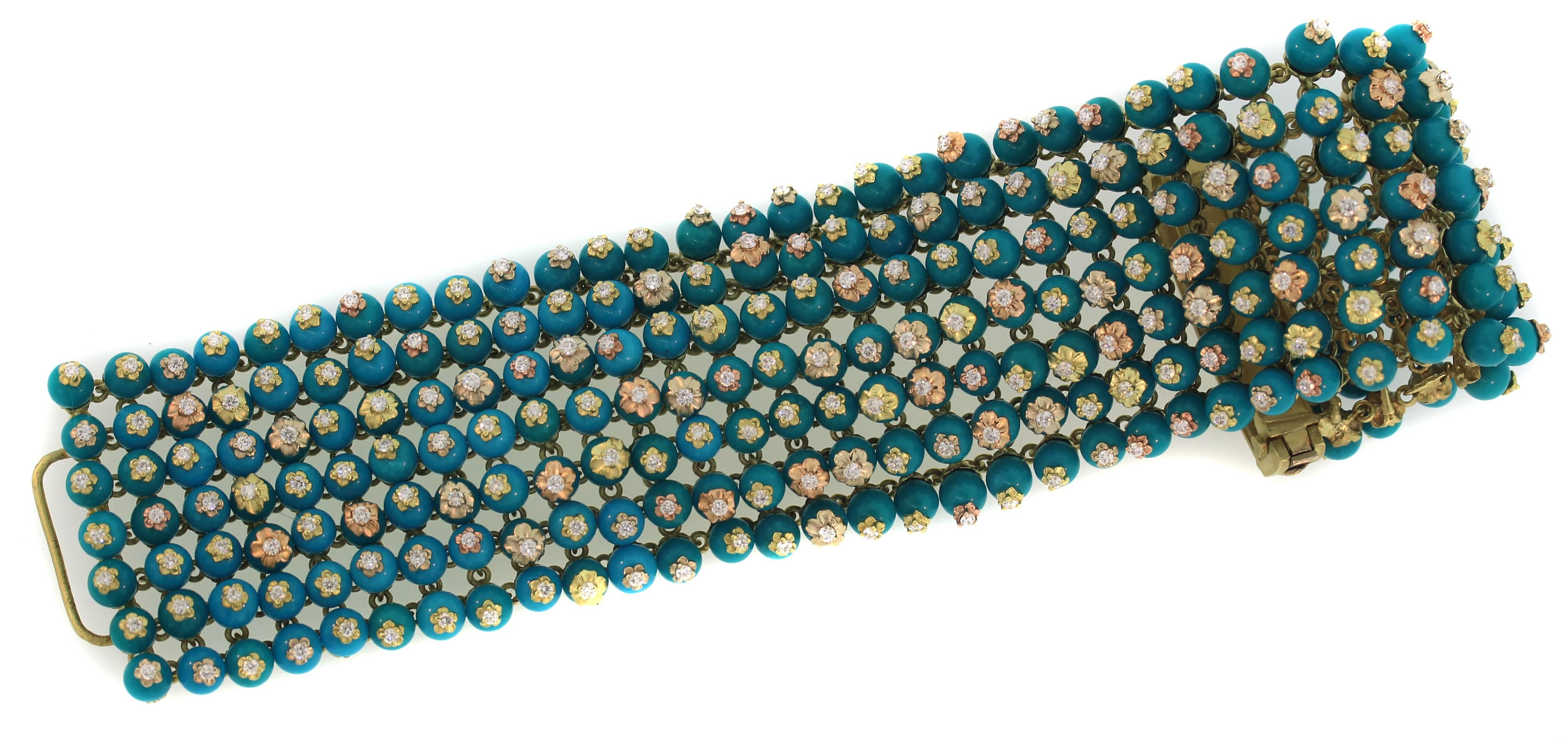 Stambolian Sleeping Beauty Turquoise Diamond Gold Bracelet 3