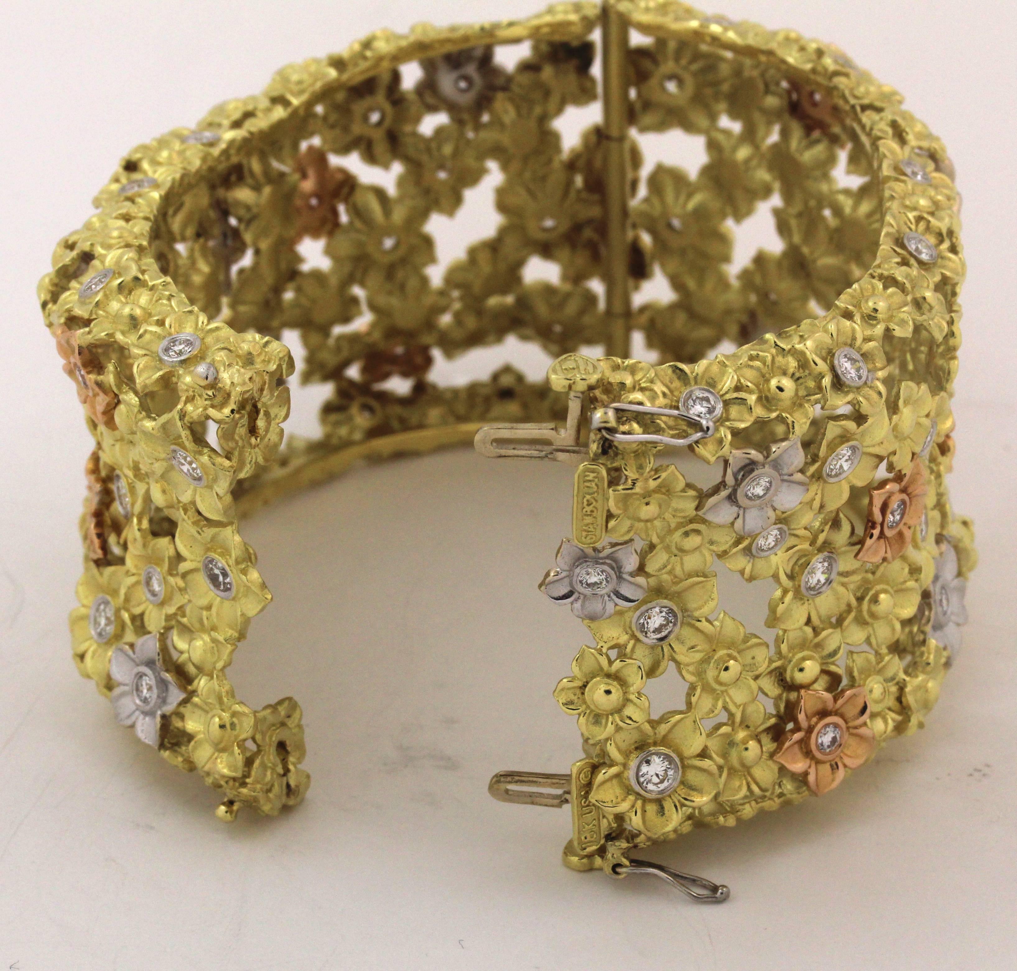 Stambolian Tri-Color Gold and Diamond Cuff 2