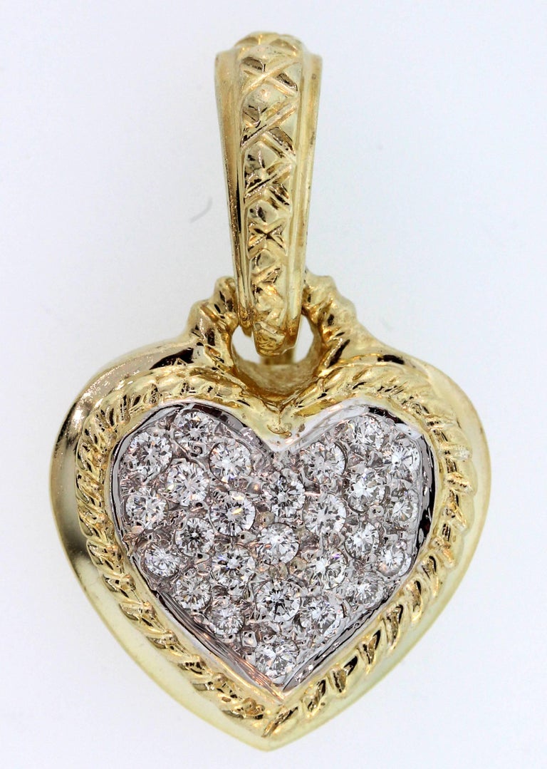 Diamond Two-Tone Blackened Heart Shield Pendant Necklace main image 1