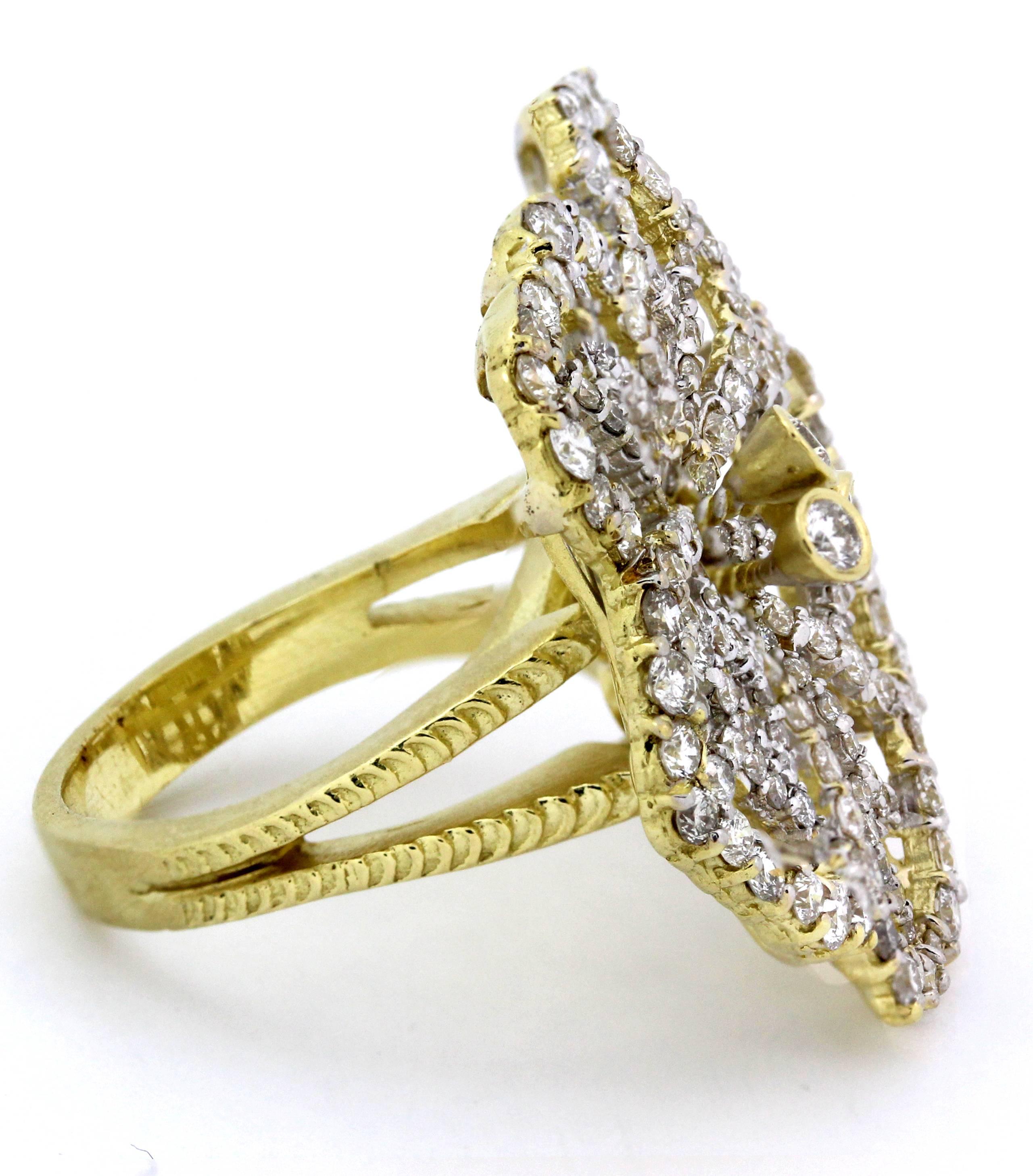 Stambolian Gold Diamond Flower Ring In Excellent Condition In Boca Raton, FL